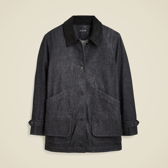 BNWT NEW J.Crew Denim Barn Chore Jacket Coat Washed Black made SMALL well! - Picture 1 of 4